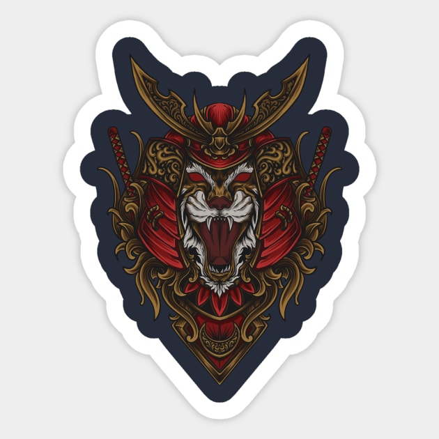 Samurai Cat Sticker by Falden